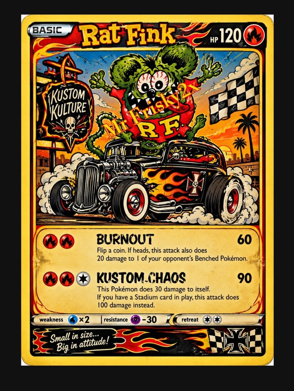 Pokemon Card Metal Poster Featuring Rat Fink Scoundrel Baby Mechanic Racer